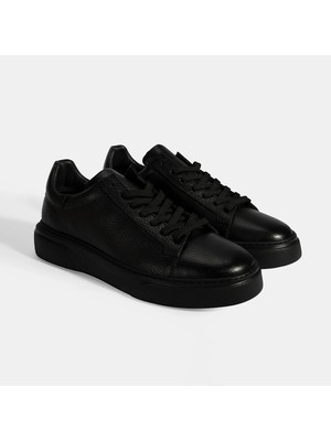 Desa Erkek Siyah Bağcıklı Deri Sneaker
