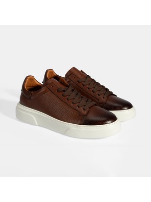 Desa Erkek Taba Bağcıklı Deri Sneaker