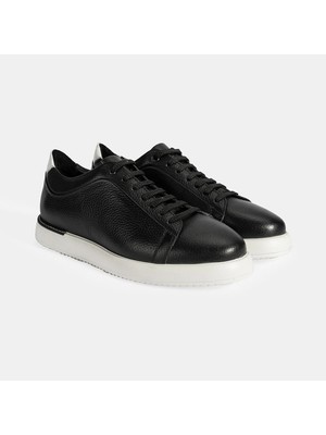 Desa Erkek Siyah Bağcıklı Deri Sneaker
