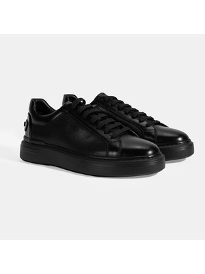 Desa Erkek Siyah Bağcıklı Deri Sneaker