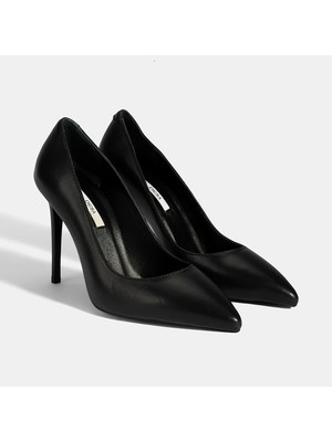 Kadın Siyah Deri Stiletto