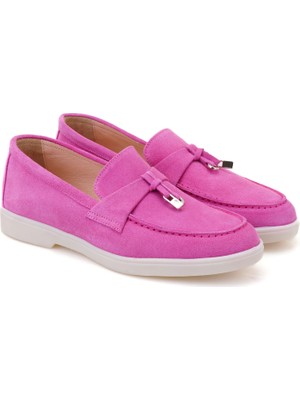 Desa Kadın Pembe Süet Deri Loafer