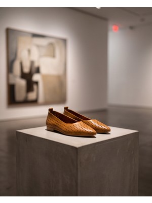 Futsi Shoes Stella Taba Hakiki Deri Lazer Kesim Kadın Babet