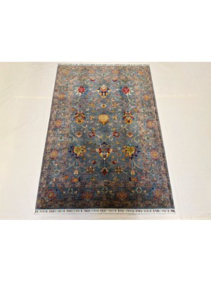 El Dokuma Afgan Halı Sultani Desenli Kök Boya 154 x 221 cm