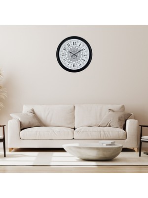 TKÇ Siyah Mandala Desenli 52 x 52 cm Duvar Saati