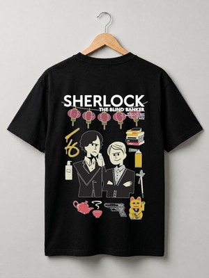 Nubarco Sherlock Holmes Özel Baskı Tasarımlı Unisex Premium Pamuklu Tişört