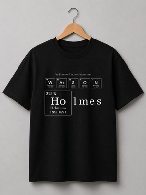Nubarco Sherlock Holmes Özel Baskı Tasarımlı Unisex Premium Pamuklu Tişört