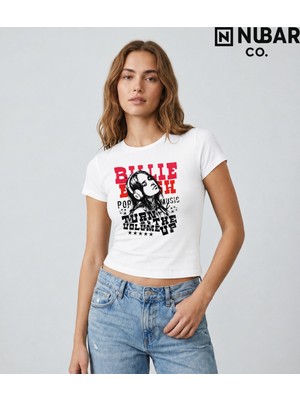 Nubarco Billie Eilish Tasarımlı %100 Pamuklu Unisex Yüksek Baskı Kaliteli Body Crop (Body Tee)