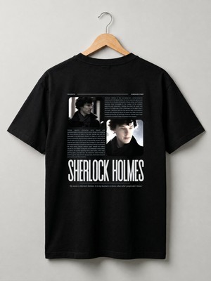 Nubarco Sherlock Holmes Özel Baskı Tasarımlı Unisex Premium Pamuklu Tişört