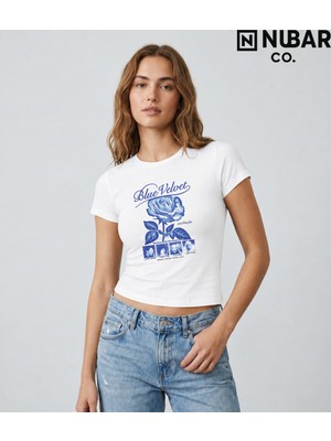 Nubarco Blue Velvet Tasarımlı %100 Pamuklu Unisex Yüksek Baskı Kaliteli Body Crop (Body Tee)