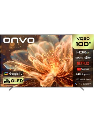 Onvo 100VQ90F3UB 100’’ 254 Ekran Uydu Alıcılı 4K Ultra HD QLED Google TV