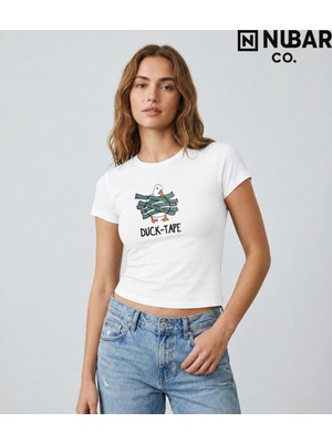 Nubarco Duck Tasarımlı Unisex Premium Pamuklu Yüksek Kalite Baskılı Body Crop (Body Tee)