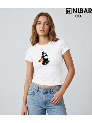 Nubarco Duck Tasarımlı Unisex Premium Pamuklu Yüksek Kalite Baskılı Body Crop (Body Tee)