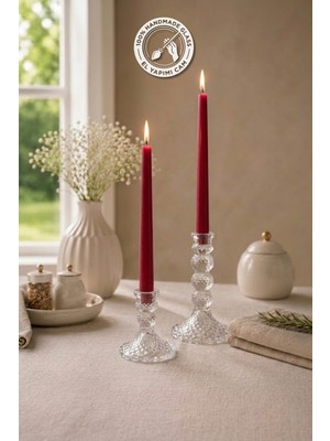 Glamis Selen Concept Kafes Model Cam Şamdan & Mumluk Büyük Boy ve Küçük Boy Set