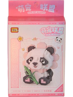 Renklime LZ-8803 Oturan Sevimli Çiçek Panda 350 Parça Block Oyuncak