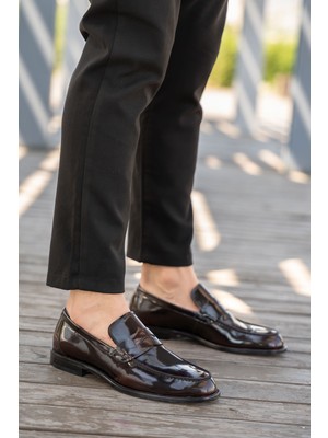 Panorama Erkek Parlak Hakiki Deri Klasik Loafer Ayakkabı
