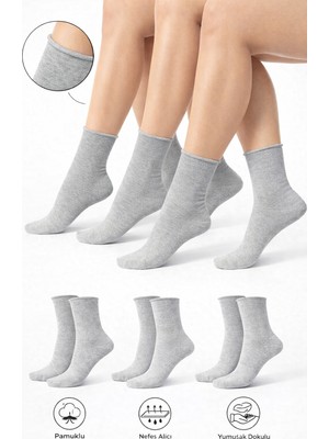 Ducks Socks Pamuk Kadın Lastiksiz Soket Dikişsiz Premium Çorap 3'lü Paket / Iz Bırakmaz / Sıkmayan Çorap