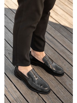 Panorama Erkek Parlak Hakiki Deri Klasik Loafer Ayakkabı