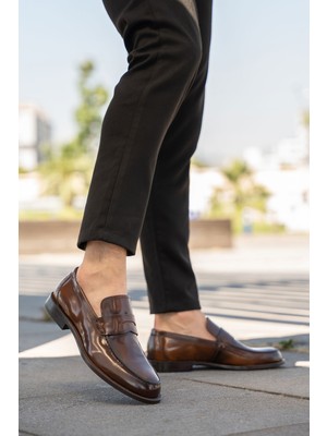 Panorama Erkek Parlak Hakiki Deri Klasik Loafer Ayakkabı