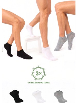 Saysez Sezline Bambu Patik Düz Basic Unisex Çorap Ekonomik 3'lü Paket