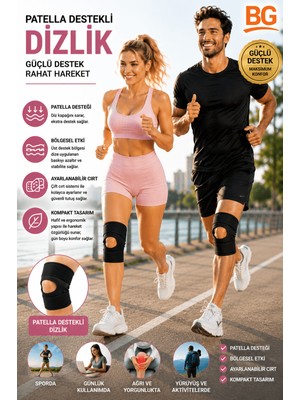 bgvibe Sporcu Dizliği Ayarlanabilir Patella Destekli Dizlik Çapraz Bağ Menisküs Diz Bandajı Knee Brace