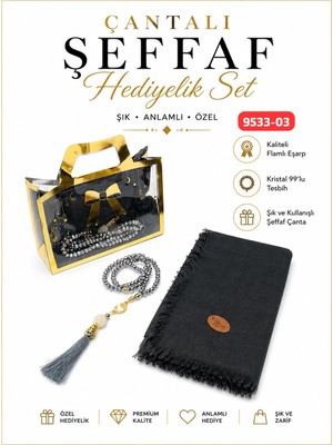 Sedef Çantalı Eşarp Tesbih Set