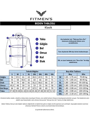Fitmens Klasik Uzun Kol Cepsiz Yaka Manşet Beyaz Hediye Kutulu Erkek Gömlek FS-004325 - Beyaz Açık Mavi