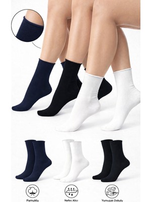 Ducks Socks Pamuk Kadın Lastiksiz Soket Dikişsiz Premium Çorap 3'lü Paket / Iz Bırakmaz / Sıkmayan Çorap