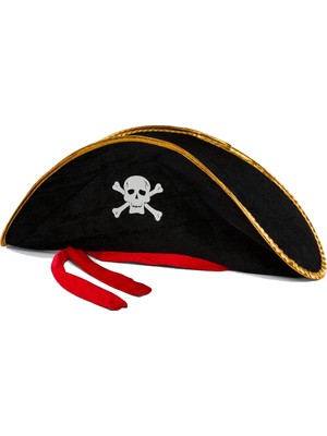 Renklime Yetişkin Boy Kadife Jack Sparrow Denizci Kaptan Jack Korsan Şapkası 50X20 cm