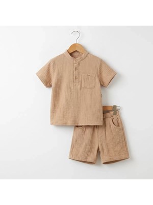 Bemy Store 1/5 Yaş Müslin Kumaş Düğme Yaka Çocuk Takımı