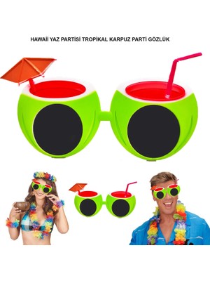 Renklime Karpuz Şekilli Tropikal Hawaii Yaza Merhaba Parti Gözlüğü