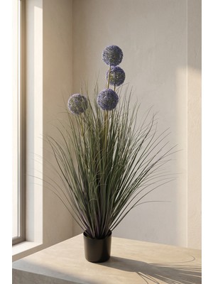 Acar Eterna Bloom Yapay Saksılı Allium Çiçeği Mor - 90 cm