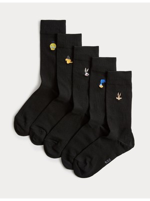 Marks & Spencer 5'li Pamuk Karışımlı Looney Tunes™ Çorap Seti