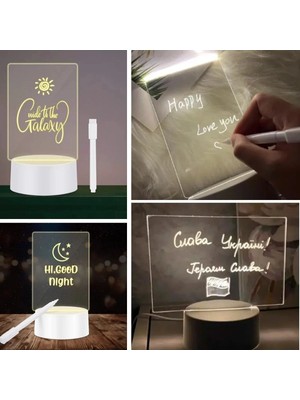 Renklime USB Kablolu Işıklı Kendiliğinden Beyaz Kalemli-Silgili Kreatif 3D Görselleştirme LED Lambası