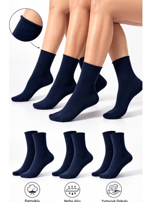 Ducks Socks Pamuk Kadın Lastiksiz Soket Dikişsiz Premium Çorap 3'lü Paket / Iz Bırakmaz / Sıkmayan Çorap