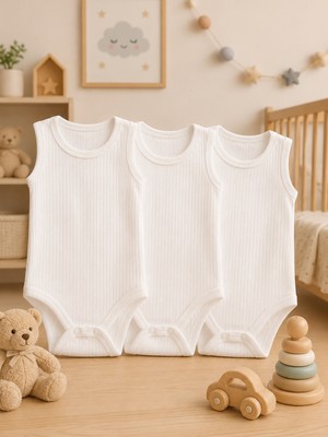 Bulut Anne ve Çocuk Çıtçıtlı Body 3'lü Mix Karışık-Askılı-Kısa Kollu Renkli Raporlu Jakarlı Düz- 12-36 Ay