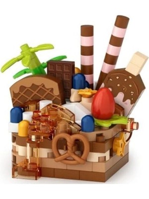 Renklime LZ-8642 Loz Çikolatalı Pasta 160 Parça Block Oyuncak-Mini Poşet
