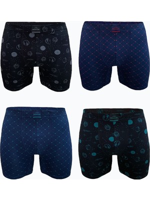 Malabadi Erkek Desenli 4 Lü Premium Collection Modal Uzun Boxer 4M250