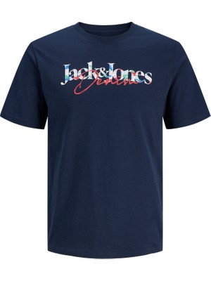 Jack & Jones Erkek Gögüs Baskili Bisiklet Yaka Tisört - Tom