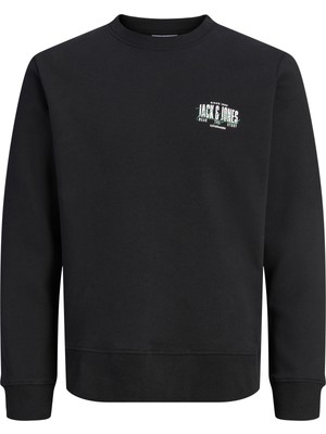 Jack & Jones Erkek Gögüs Baskili Bisiklet Yaka Sweatshirt - Aero