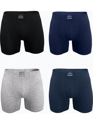 Malabadi Erkek Siyah Lacivert Gri Füme 4 Lü Premium Collection Modal Uzun Boxer 4M250