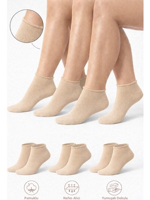 Ducks Socks Pamuk Kadın Lastiksiz Kısa Konç Dikişsiz Premium Çorap 3'lü / Iz Bırakmaz / Sıkmayan Çorap