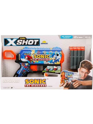 Renklime 36648 X-Shot Skins Flux Sonic The Hedgehog 8 Mermili Sünger Dart Atan Silah 21 cm