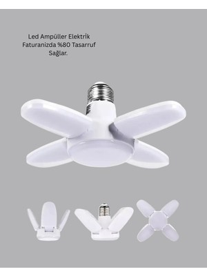 Renklime Enerji Tasarruflu LED Ampül 60 Watt 4 Kollu Beyaz Işık Yeni Nesil