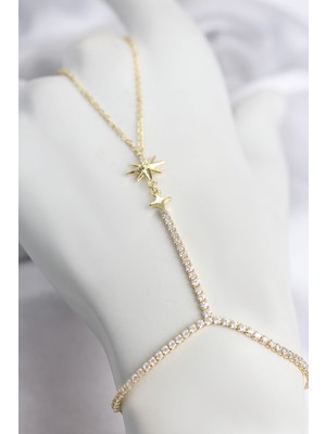 Aydogan's Ayd Gold Renk Pirinç Zirkon Taşlı Kutup Yıldızı Model Şahmeran