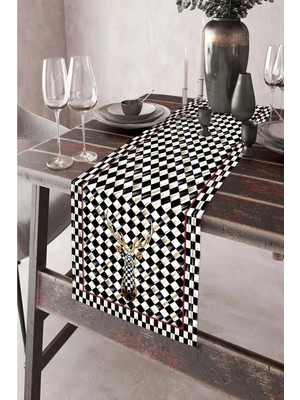 Aymira Home 40X140CM Dokuma Leke Tutmaz Baskılı Premium Tay Tüyü Kumaş Masa Örtüsü Dekoratif Runner Yıkanabilir