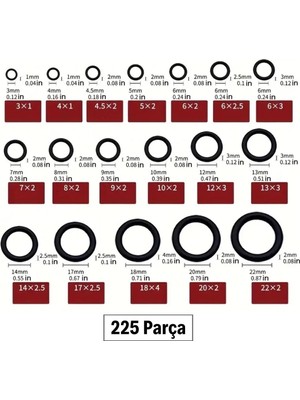 225 Parça Kauçuk Conta Seti ,kendiliğinden Saklama Kutulu O Halkası Seti