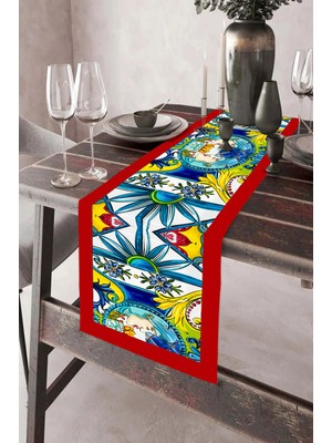 Aymira Home 40X140CM Dokuma Leke Tutmaz Baskılı Tay Tüyü Kumaş Masa Örtüsü Dekoratif Runner Yıkanabilir