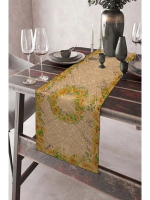 Aymira Home 40X140CM Dokuma Leke Tutmaz Baskılı Premium Tay Tüyü Kumaş Masa Örtüsü Dekoratif Runner Yıkanabilir