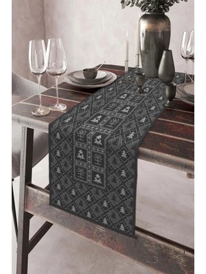 Aymira Home 40X140CM Dokuma Leke Tutmaz Baskılı Premium Tay Tüyü Kumaş Masa Örtüsü Dekoratif Runner Yıkanabilir